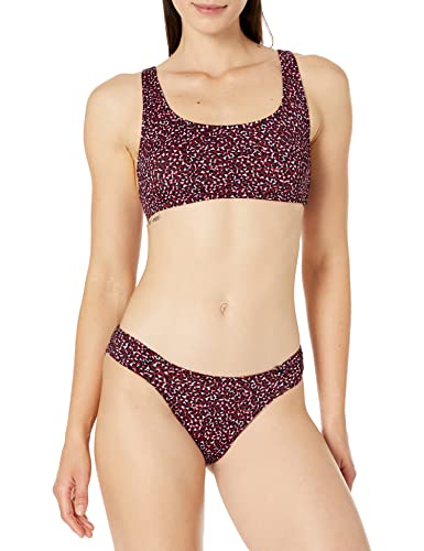 Amazon Essentials Damen Bauchfreies Schwimmoberteil mit U-Ausschnitt, Ziegelrot Leopardenmuster, 46 von Amazon Essentials