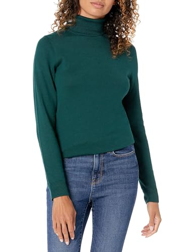 Amazon Essentials Damen Leichter, Langärmeliger Rollkragenpullover, Klassischer Schnitt (Erhältlich In Übergröße), Tannengrün, M von Amazon Essentials