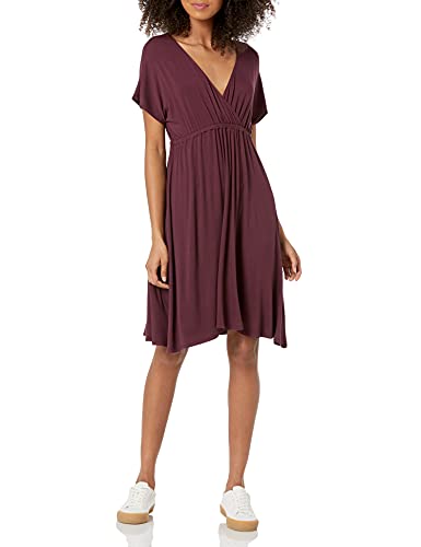 Amazon Essentials Damen Surplice-Kleid (Erhältlich in Übergröße), Burgunderrot, XS von Amazon Essentials