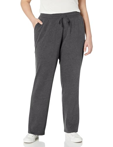 Amazon Essentials Damen Jogginghose aus Fleece mit geradem Bein (in großen Größen erhältlich), Dunkelgrau Meliert, XL von Amazon Essentials