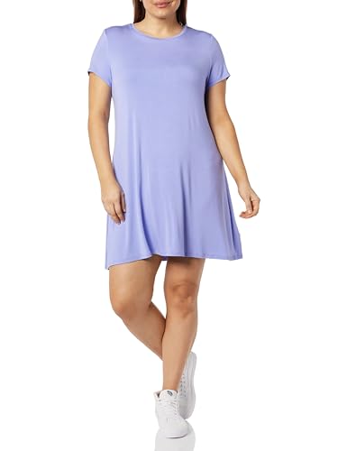 Amazon Essentials Damen Kurzärmeliges Swing-Kleid mit U-Ausschnitt (erhältlich in Übergröße), Sanftviolett, L von Amazon Essentials