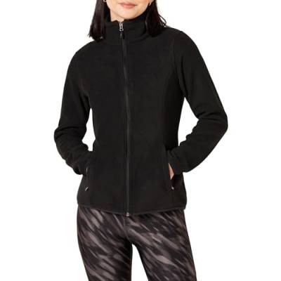 Amazon Essentials Damen Weiche Polarfleece-Jacke mit durchgehendem Reißverschluss in klassischer Passform (erhältlich in Übergrößen), Schwarz, S von Amazon Essentials