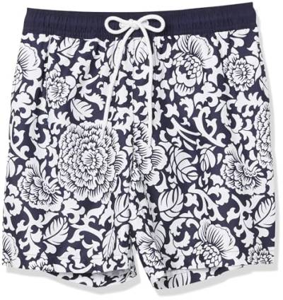 Amazon Essentials Herren Badehose, Schnell Trocknend, 18 cm, Schwarz Floral, XXL von Amazon Essentials