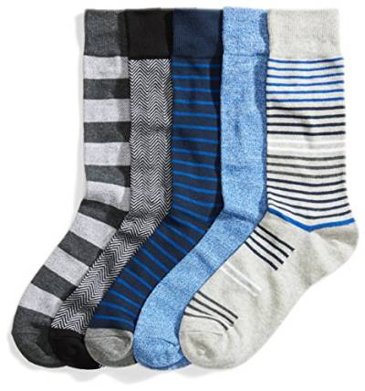 Amazon Essentials Herren Gemusterte Socken (Früher Goodthreads), 5 Paar, Kobaltblau, Einheitsgröße von Amazon Essentials