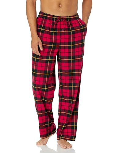 Amazon Essentials Herren Pyjamahose aus Flanell (erhältlich in Big & Tall), Rot Schwarz Buffalokaros, M von Amazon Essentials