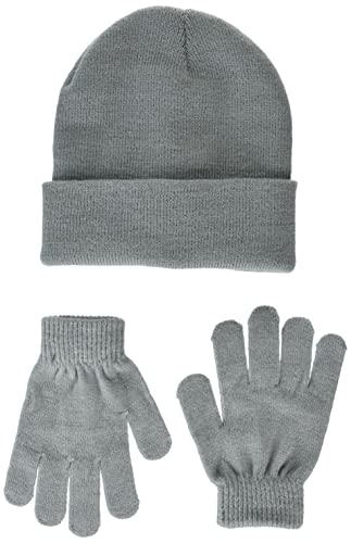 Amazon Essentials Kids and Gloves Set Beanie, Grau, Einheitsgröße von Amazon Essentials