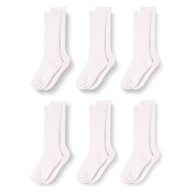 Amazon Essentials Unisex Kinder Legere, gerippte Kniestrümpfe aus Baumwolle, 6 Paar, Weiß, 8 Jahre von Amazon Essentials