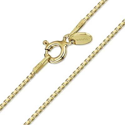 Amberta Männer und Frauen Halskette Kette aus 925 Sterlingsilber 18K Vergoldet: 1 mm Venezianierkette - 50 cm von Amberta