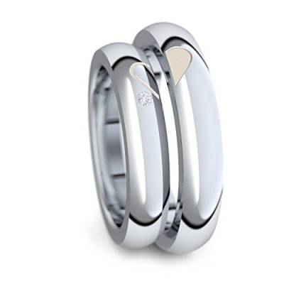 Eheringe Verlobungsringe Trauringe Freundschaftsringe Silber 925 + GRATIS Luxusetui Zirkonia Paarpreis Set Partnerringe Silber (Weißgold Platin Optik) Ringpaar Hochzeitsringe Paar ER40SS925ZIFA-5060 von Amoonic