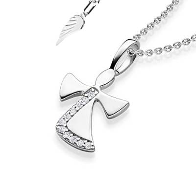 Schutzengel Kette Silber 925 Mädchen | Engel-Anhänger Halskette | Kinder-Schmuck Erst-Kommunion Tauf-Geschenk Kommunionsgeschenk Konfirmation Firmung Geburt Taufe | Silberkette Kinderkette Taufkette von Amoonic