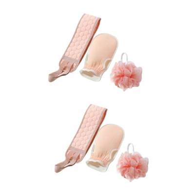 Angoily 2 Sätze dreiteiliges Badetuchset Rücken Peeling Spa Luffa Handschuhe Handtuch Peeling für den Körper Duschzubehör verdicken dreiteiliger Anzug Gurt Wäscher einstellen Wolkensamt von Angoily