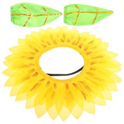 Angoily Lustiges Sonnenblumenkostüm Gelbe Blumenkopfbedeckung Mit Grünen Handschuhen Foto-Requisiten Zubehör Für Tanzpartys Geburtstage Auftritte Urlaubsspiele von Angoily