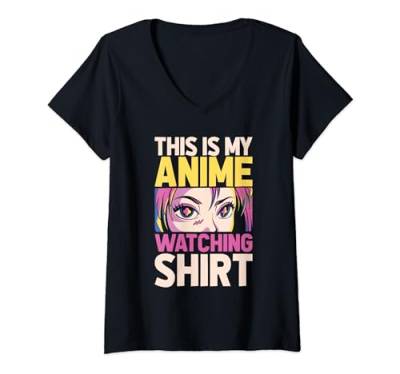 Damen Manga Cosplay Kawaii - Otaku Zeichentrickfilm Anime T-Shirt mit V-Ausschnitt von Anime Geschenke & Ideen