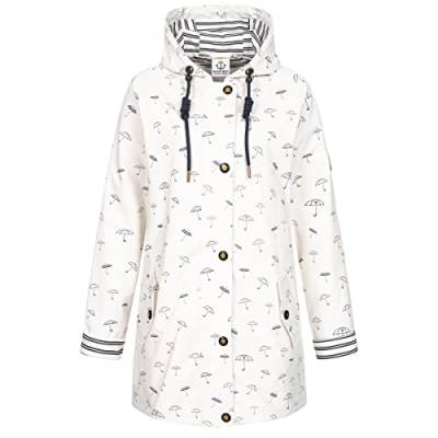 Ankerglut Damen Friesennerz Regenmantel Kapuze Gefüttert Wasserdicht Wetterfest Übergangsjacke #ankerglutbucht Regenjacke, White, 46 von Ankerglut