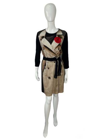 Trompe L'oeil Kleid Mit Druck/Vintage Moschino It 44 Fr 40 Us 10 von AntemStore