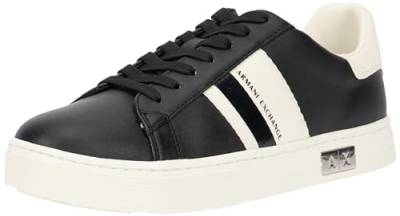 Armani Exchange Damen Cup Sole Mina, Back tab with and Metal Logo Detail on Side Sneaker, Black+ Off White, 39 EU von Armani Exchange