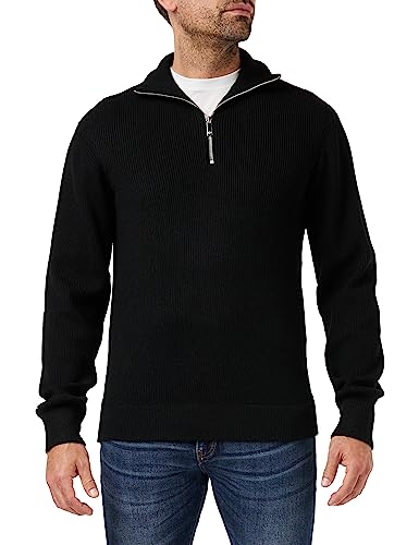 Armani Exchange Herren Long Sleeves, High Zipper Neck, Casual Fit Pullover Sweater, Schwarz, L EU von Armani Exchange