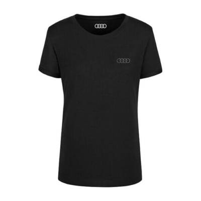 Audi Damen T-Shirt Audi Ringe schwarz Rundhalsausschnitt (DE/NL/SE/PL, Alphanumerisch, L, Regular, Regular, 1, Schwarz) von Audi collection