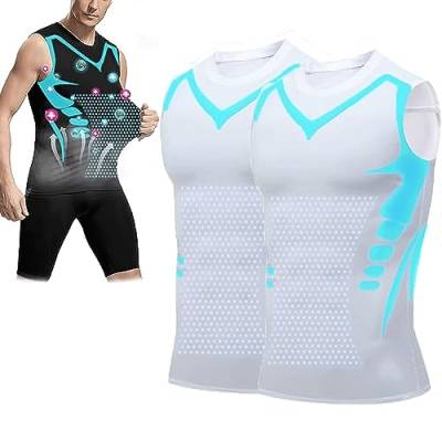 Awoyep 2023 New Ionic Shaping Vest, Expectsky Ice Silk Fabric Compression Shirts for Men Guys Men's Chest Gynecomastia Compression (Color : E(2PCS), Size : L) von Awoyep