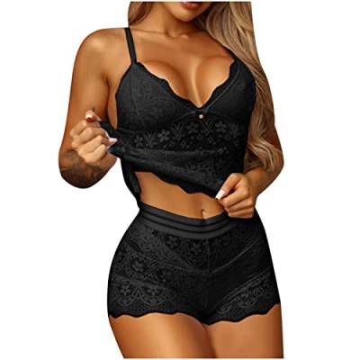 Awrvia Angebote des Tages Heute Dessous Damen Sexy Unterwäsche Push Up Spitzen-BH und Höschen Verstellbar Riemen 2-teiliges Set Erotisch Tüll Transparent Lingerie Hohe Taille Zweiteiliges von Awrvia