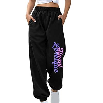 Awrvia Gefütterte Jogginghose Damen Lang Fleecehose Warme Lässige Trainingshose Baumwolle Sporthose Thermo Fleece Laufhose mit Kordelzug Taschen Sweatpants High Waist Freizeithose Winterlauf Hose von Awrvia