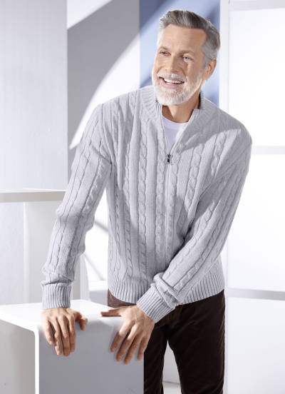 Jacke mit durchgehendem Reißverschluss in 5 Farben, Grau, Größe 58 von BADER