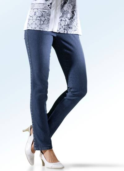 Jeans in Schlupfform, Jeansblau, Größe 52 von BADER