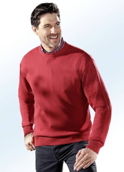Pullover mit rundem Halsausschnitt in 4 Farben, Rot, Größe 48 von BADER