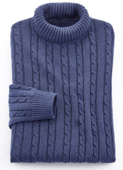 Rollkragenpullover in 5 Farben, Jeansblau, Größe 54 von BADER