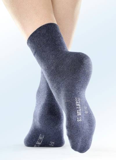Sechserpack Socken mit weicher Innensohle, 2X Blautöne, 2X Grautöne, 2X Schwarz, Größe 2 (Schuhgr. 39-42) von BADER