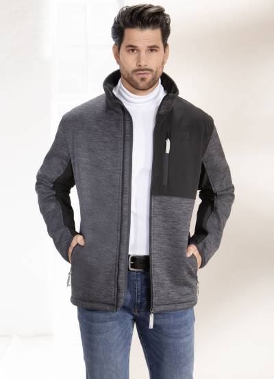 Softshelljacke mit Fleecebesatz, Größe 3XL (58), Anthrazit- Schwarz von BADER