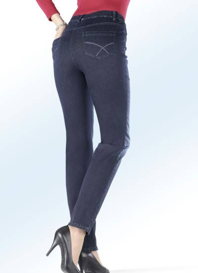 Superbequeme Jeans in 5-Pocket-Form, Dunkelblau, Größe 20 von COSMA