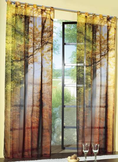 Übergardine mit Digitaldruck Herbst-Motiv, mit Universalschienenband, Größe 397 (H175xB120 cm) von BADER