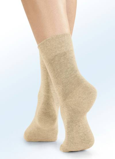 Viererpack Socken mit BIO-Baumwolle, 2X Sand, 2X Beige, Größe 1 (Schuhgr. 35-38) von BADER