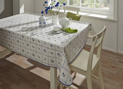 Wachstuch-Tischdecke in pflegeleichter Qualität, Größe 140 (Tischdecke, Ø 140 cm), Blau-Weiss von BADER