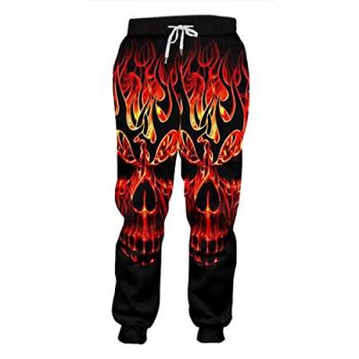 Herren 3D Totenkopf Volldruck Horror Jogginghose Hip Hop Harajuku Freizeithose Unisex Bequeme Sporthose,4,L von BANAITIE