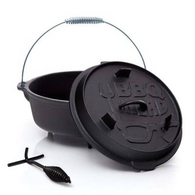 BBQ Nerd Dutch Oven "Professional" | 4,2 L / 7,3 L / 9,0 L / 13,6 L | bereits eingebrannt - preseasoned | Gusseisen Kochtopf, Schmortopf I Bräter mit Deckelheber von BBQ Nerd