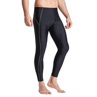 BEACHKINI Badehose für Männer und Frauen,Unisex Wasserdicht Schnell trocknend Tauchen Surfen Sportliche Leggings-Hosen,Verstellbare Lange Hosenbeine,09 Schwarz Pur,4XL von BEACHKINI