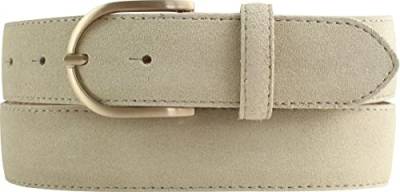 BELTINGER Damen-Gürtel aus Veloursleder 3,5 cm | Velour-Ledergürtel für Damen 35mm | Wildleder-Gürtel mit runder, goldener Gürtelschließe | Beige 100cm von BELTINGER