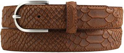 BELTINGER Damen-Gürtel mit Pythonprägung 3 cm | Leder-Gürtel für Damen 30mm Schlangen-Optik | Schlangen-Muster Python-Muster | Tabac 100cm von BELTINGER