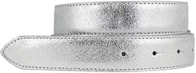 BELTINGER Hochwertiger Gürtel Metall-Optik Echt Leder ohne Schnalle 3 cm | Leder-Gürtel Metallic-Look 30mm | Silber 95cm von BELTINGER