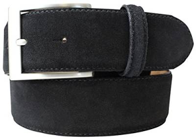 BELTINGER Hochwertiger Gürtel mit Edelstahl-Gürtelschnalle aus Veloursleder 4 cm | Velour-Ledergürtel für Damen Herren 40mm | Wildleder-Gürtel 4cm | Schwarz 105cm von BELTINGER