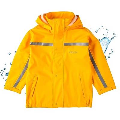 BMS Buddeljacke, Regenjacke für Kinder mit abnehmbarer Kapuze in gelb Größe 98 von BMS