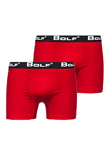 BOLF Herren Boxershorts Unterwäsche Unterhosen Männer Trunks 2 Pack 0953-2P Rot M [1K3] von BOLF