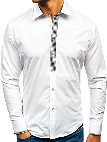 BOLF Herren Hemd Freizeithemd Herrenhemd Langarm Slim Classic Casual 0939 Weiß M [2B2] von BOLF