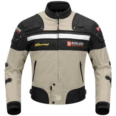 BORLENI Motorradjacke Herren Winter Motorrad Jacke Textiljacke Winddicht mit Herausnehmbarem Liner Protektoren Protektor Jacke Roller Biker Touren Allwetter Damen Braun M von BORLENI