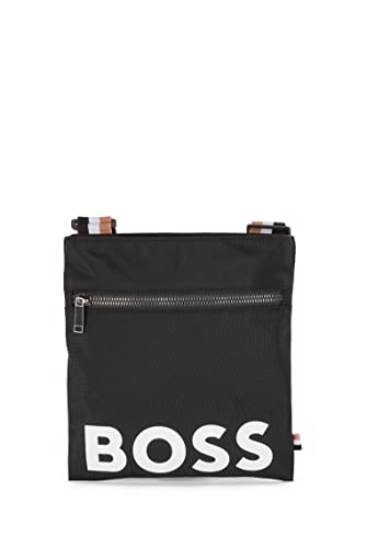 BOSS Herren Catch S zip env Umhängetasche aus recyceltem Nylon mit Logo-Print Schwarz Stck von BOSS