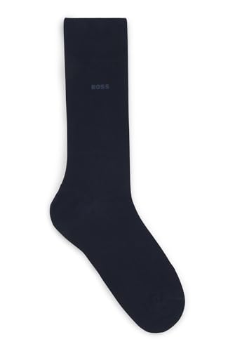 BOSS Herren Marc RS Uni CC Mittelhohe Logo-Socken aus gekämmter Stretch-Baumwolle Dunkelblau 39-42 von BOSS