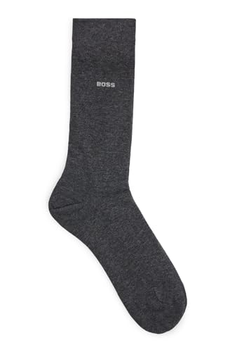 BOSS Herren Marc RS Uni CC Mittelhohe Logo-Socken aus gekämmter Stretch-Baumwolle Dunkelgrau 43-46 von BOSS