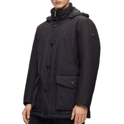 BOSS Herren Osiass Regular-Fit Parka aus wasserabweisendem Ottoman-Gewebe Schwarz 56 von BOSS